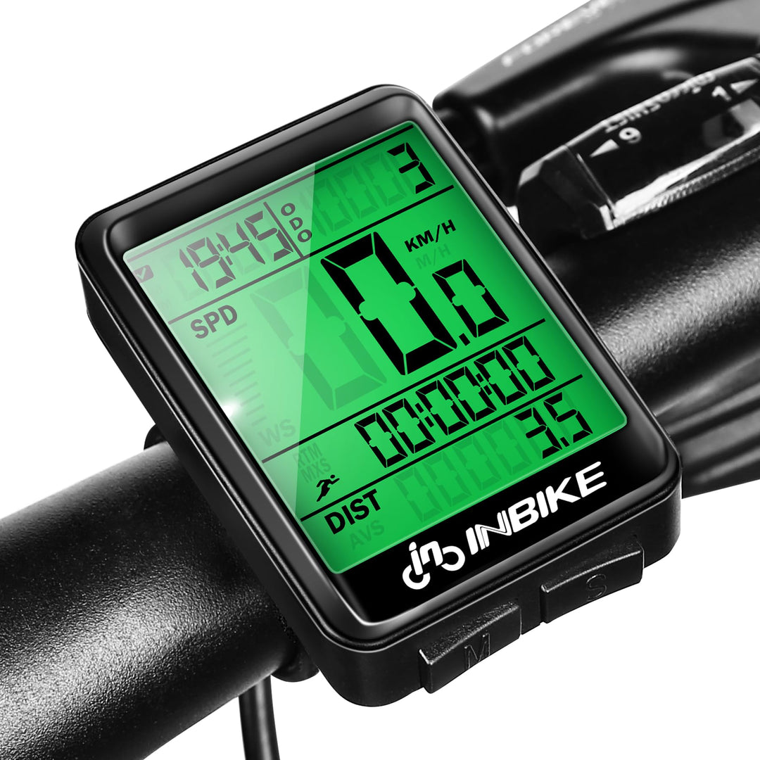 INBIKE Fahrradcomputer Kabellos Wasserdicht mit LCD Display Multi-Funktion Fahrradtacho Tachometer K