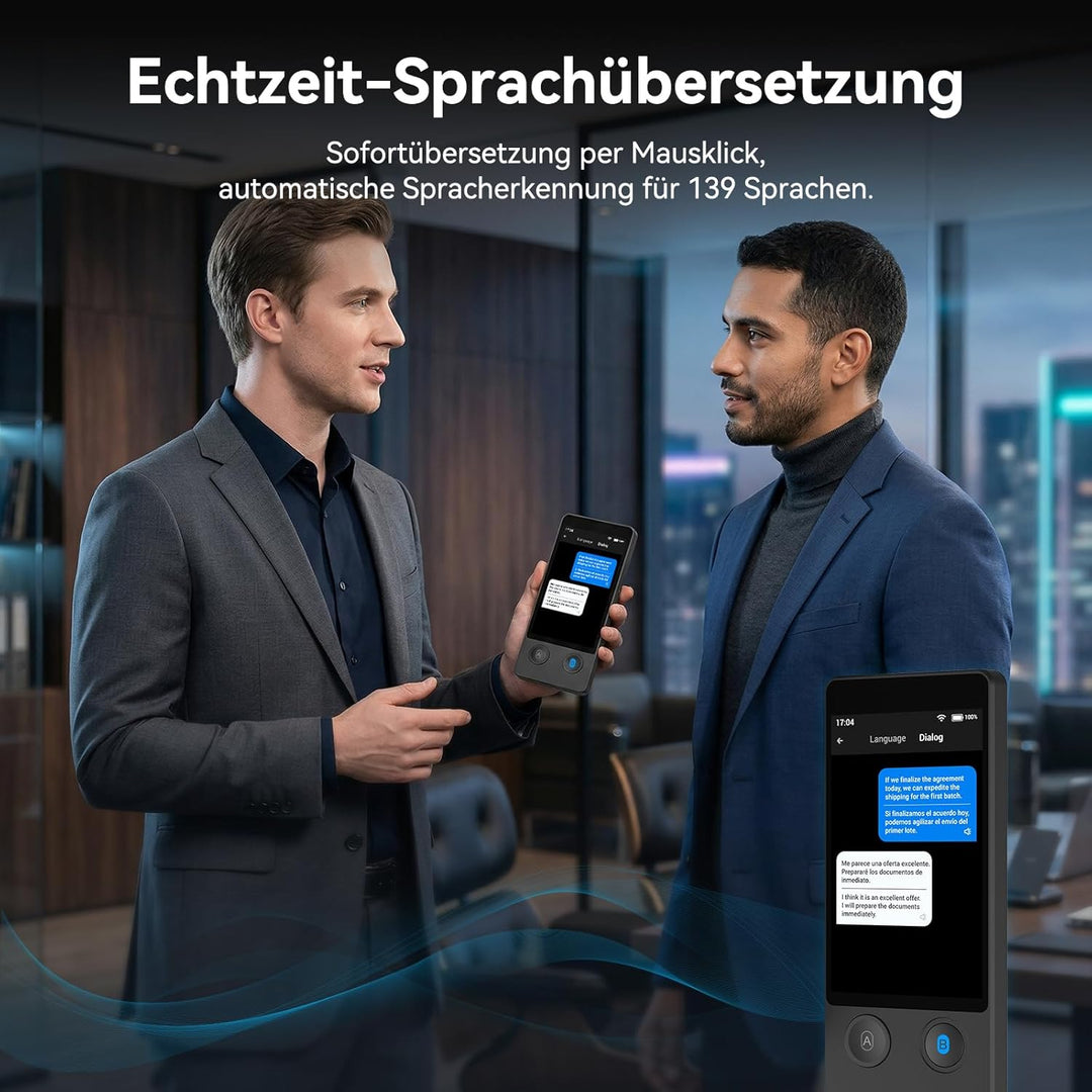 Wooask W12 Sprachübersetzer Gerät, 2026 Neu Zwei-Wege-Smart-Sprach Übersetzer Echtzeit, 140 Sprachen