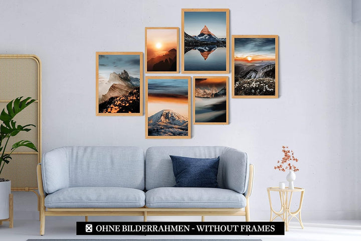 CreativeRobin Premium Poster Set als Wohnzimmer Deko Schlafzimmer | 4x A3 + 2x A4 Wandbilder Collage