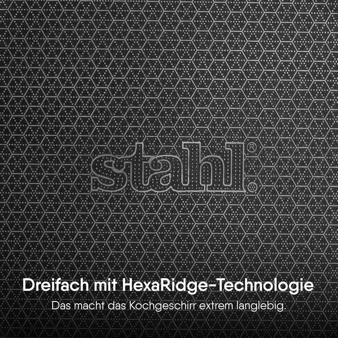 Stahl triply Hybrid-Grillpfanne | Induktionsboden | Antihaftbeschichtung | Kratzfest | Edelstahl | Ø