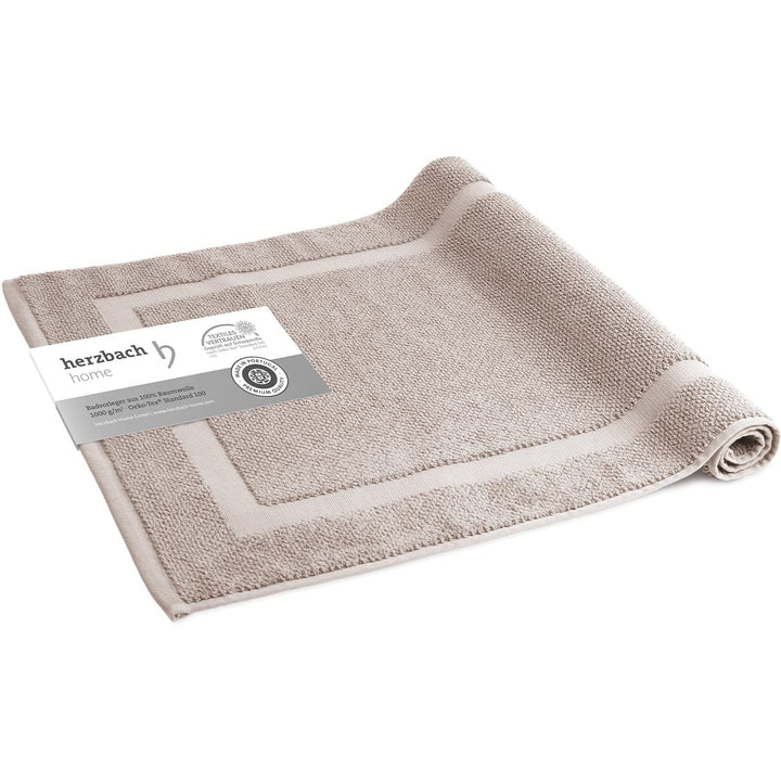 herzbach home Badvorleger 100% Baumwolle | Duschvorleger | 1.000 g/m² | Saugfähig | Waschbar (Sandgr