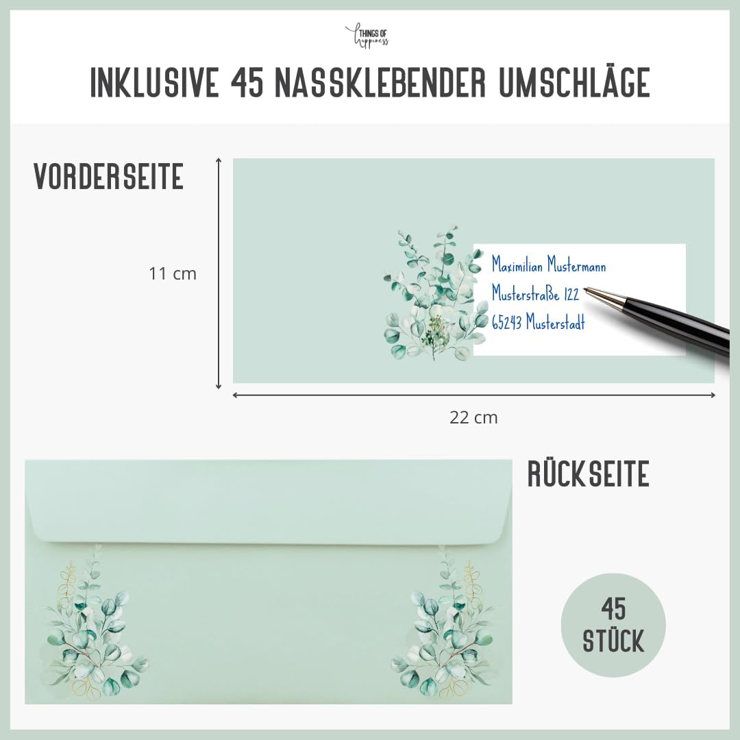 45 Einladungskarten inkl. Umschläge für Hochzeit, Standesamt, Geburtstag, Konfirmation, Kommunion, J