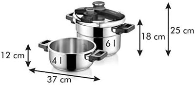 Tescoma ULTIMA DUO Schnellkochtopf 2 Stück | 4,0 & 6,0 l | Dual-Kochkapazität & Platzsparend | Einha