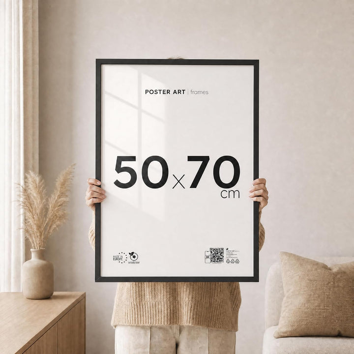 POSTER ART Bilderrahmen Set 3 Stück 50x70 cm Schwarz San Diego | Zum Aufhängen aus MDF und Acrylglas