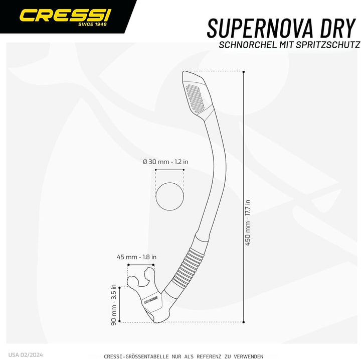 CRESSI Dry Snorkel - Unisex Premium Trockenschnorchel für Tauchen/Apnoe/Schnorcheln, Einheitsgrösse,