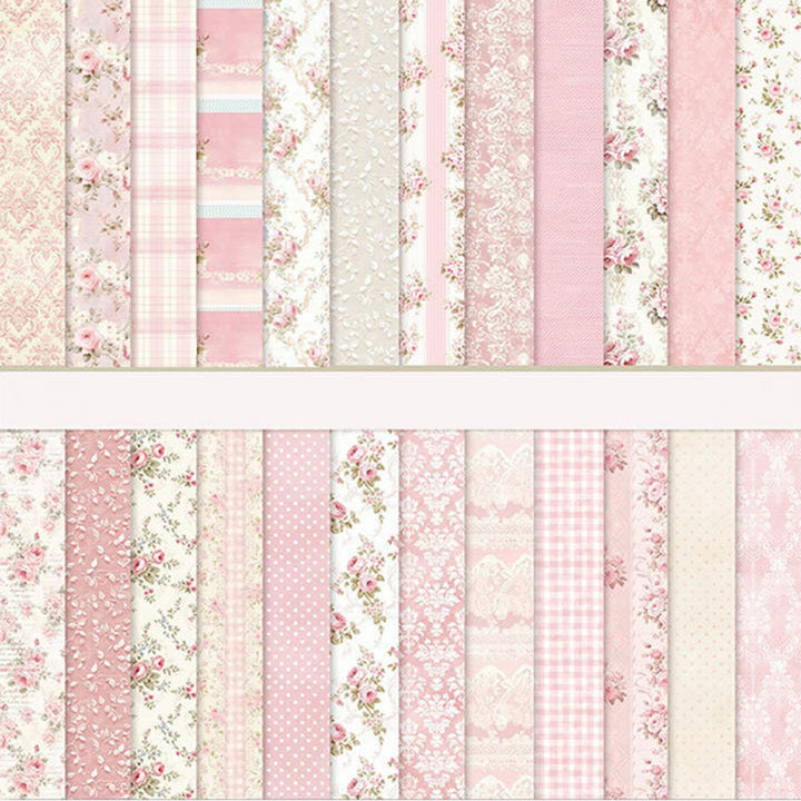 Scrapbook Papier Rosa Scrapbook Bastelpapier mit Blumen Muster, 24 Blatt Doppelseitiges Scrapbooking