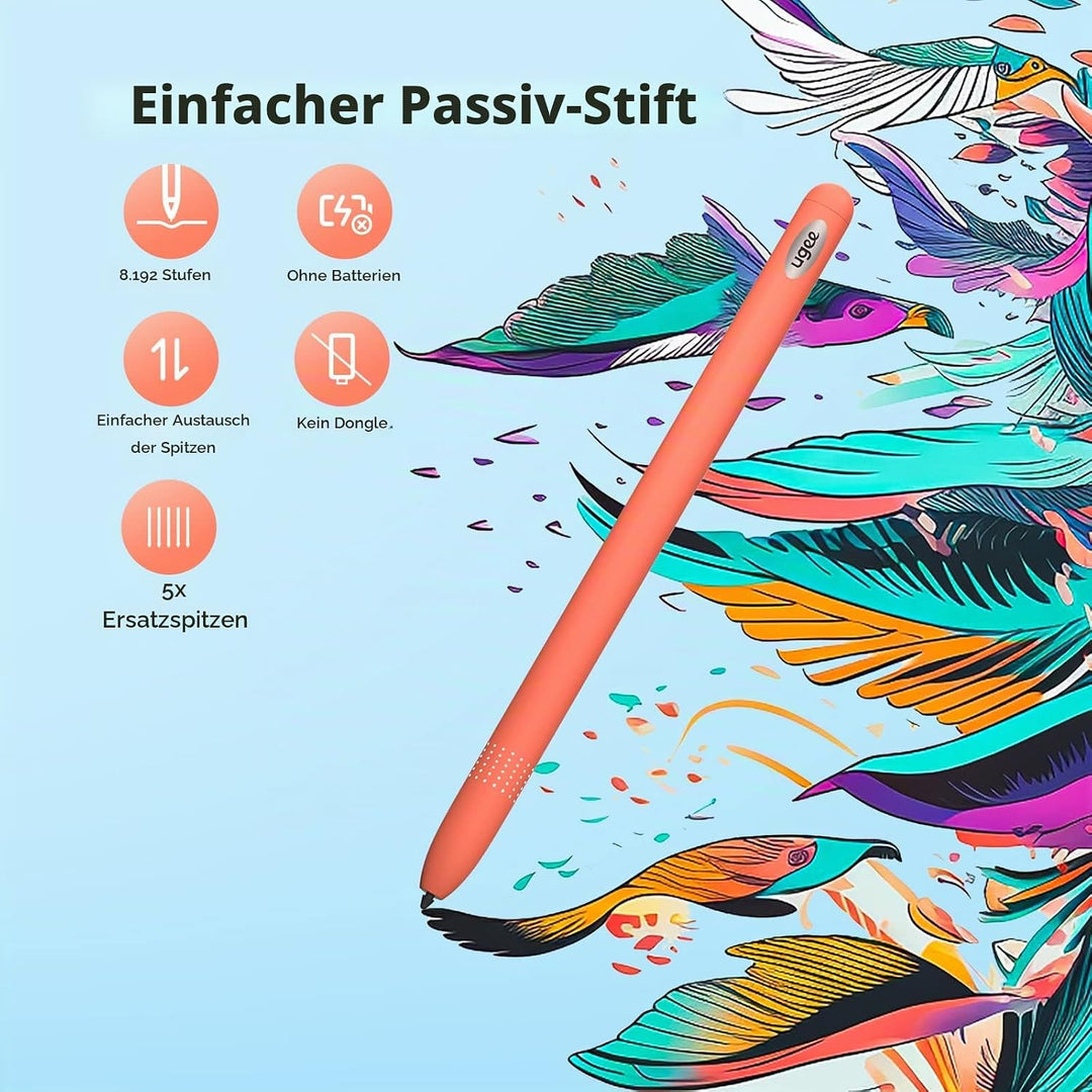 UGEE Grafiktablett Kabellos Bluetooth Q8W, 8 Zoll unterstützt Zeichentablett Wireless-Verbindung, mi