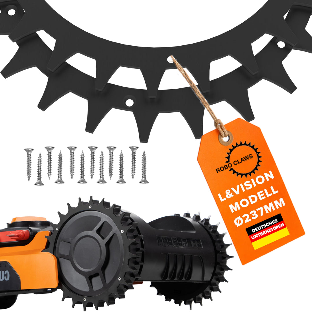 ROBO CLAWS Edelstahl Spikes Premium Black Worx L & Vision Modelle 3 mm stark Mähroboter Spikes Entgr
