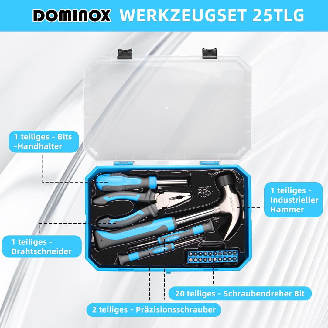 Werkzeugset 25-tlg. mit Kunststoff-Aufbewahrung Werkzeugkasten, Werkzeugbox Perfekt Geeignet Zuhause