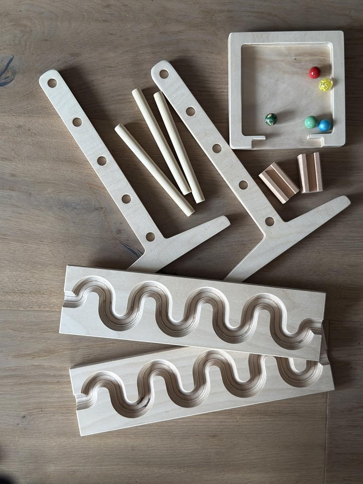 Grosses Murmelbahn-Set, Schlängelplatten inklusive Verbinder Glas Murmel Turm Auffangschale schlänge