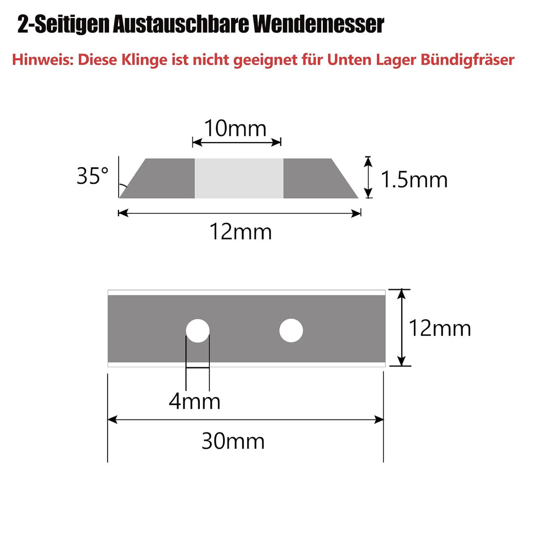 Trvoxviq 2 Schneidkanten Austauschbare Hartmetall-Wendemesser 1.5mm Dicke, 10 Stück Ersatzklingen12