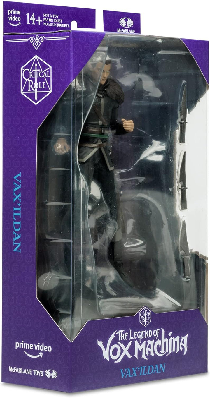 McFarlane Toys, 7 Zoll Critical Role Vox Machina Vax'Ildan Actionfigur mit 22 beweglichen Teilen, Sa