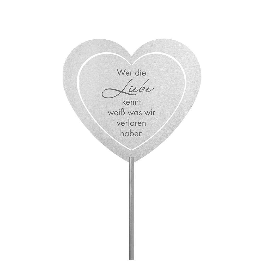 DOLORINO Grabstecker Edelstahl Herz &