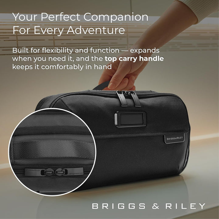 Briggs & Riley Baseline Toilettenartikel-Set Schwarz Erweiterbares Essentials-Toiletry Kit, Schwarz