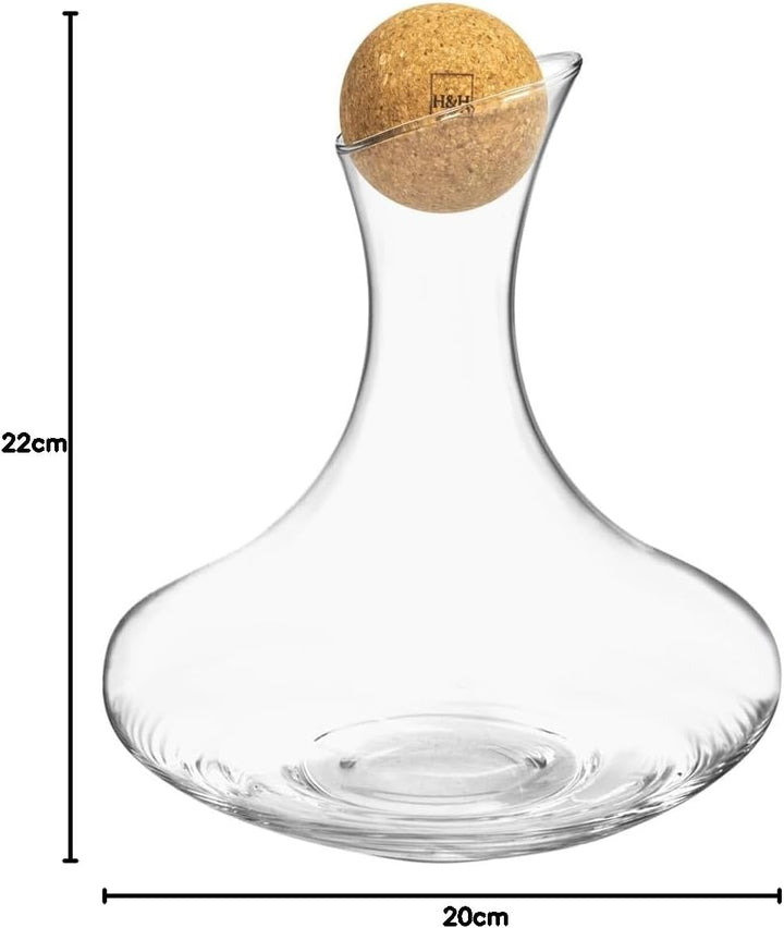 H&H Lara Dekanter aus Glas mit Klang, Diagonalschnitt, 1,2 l