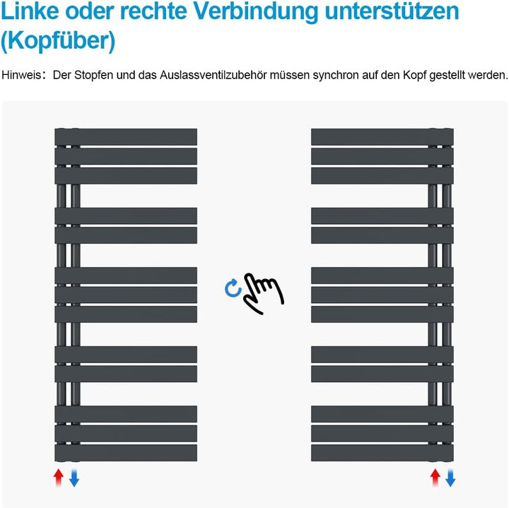 Heilmetz Badheizkörper Anthrazit Handtuchtrockner Heizung 400 x 1176 mm Bad Heizkörper Handtuchheizk