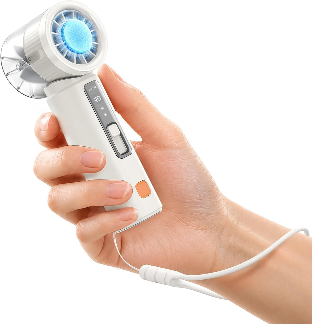 ORICO MiFan Handventilator mit Kühlfunktion, Weiss | 3000mAh Akku, 120 Stufen Turbo, LED-Anzeige, Tr