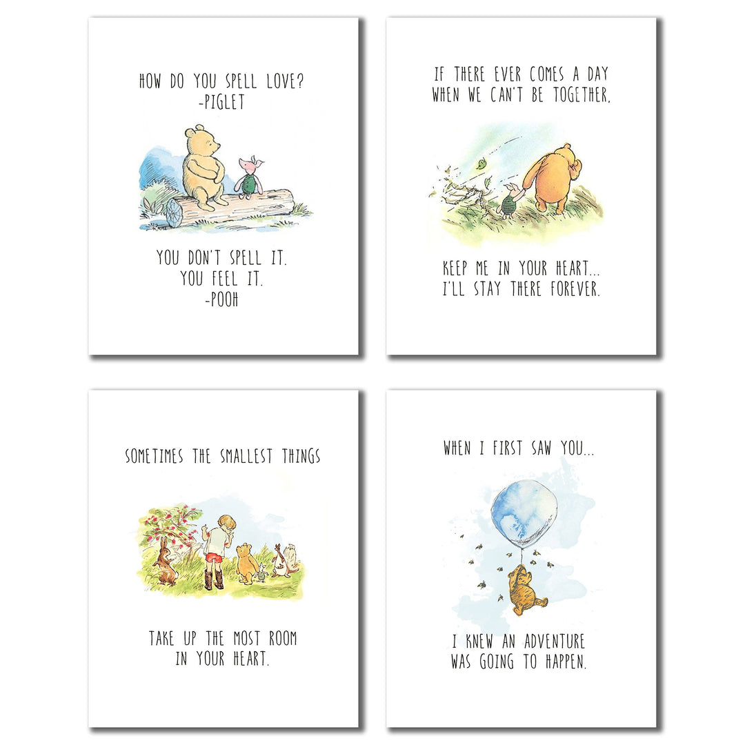 Winnie the Pooh Classic Art Prints – Set von vier 8x10 - Set Of Four Prints, 8x10 - Set Of Four Prin