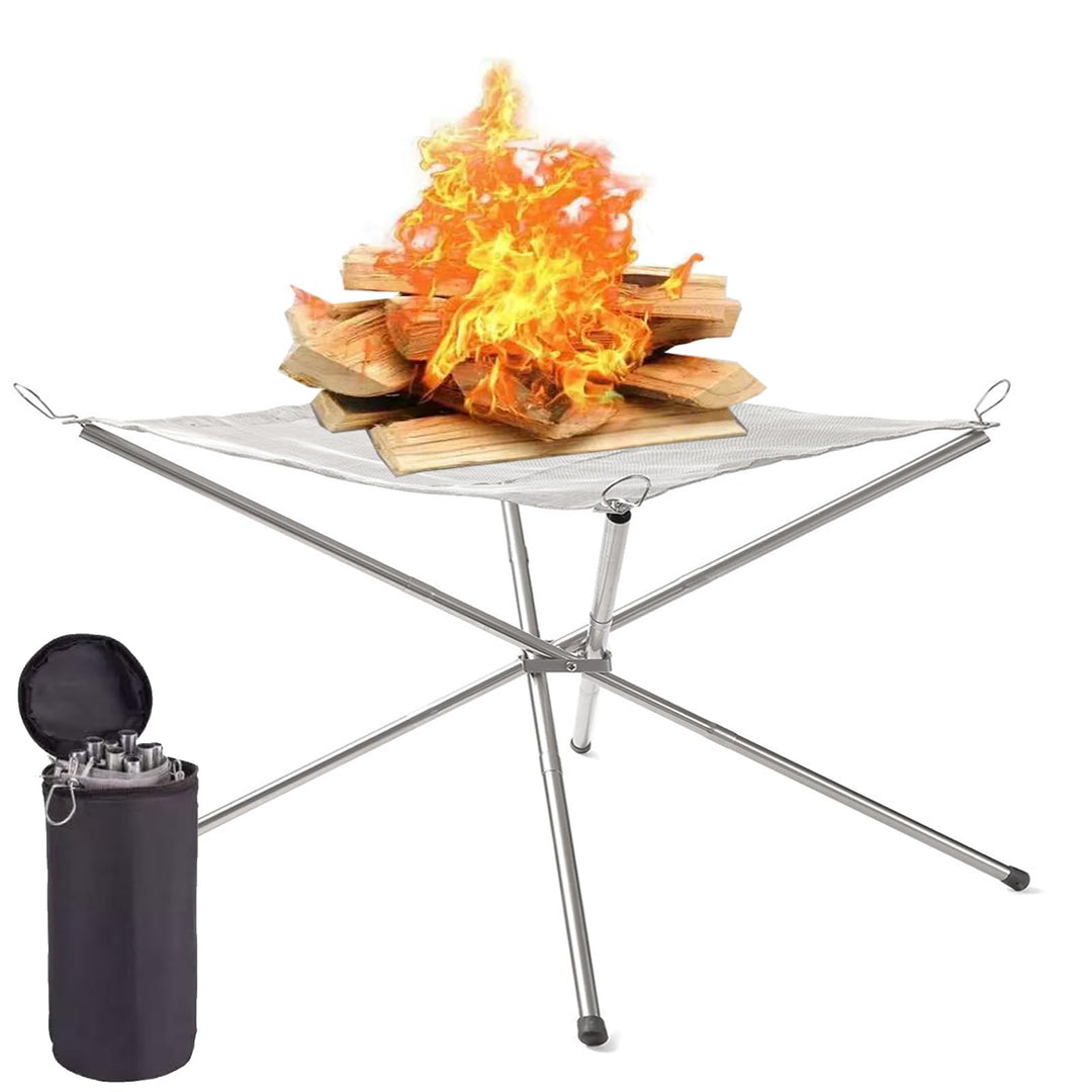 Edelstahl Feuerschale Faltbar Grossformatig 56cm mit tragbarer Tragetasche,zusammenklappbare Feuerst