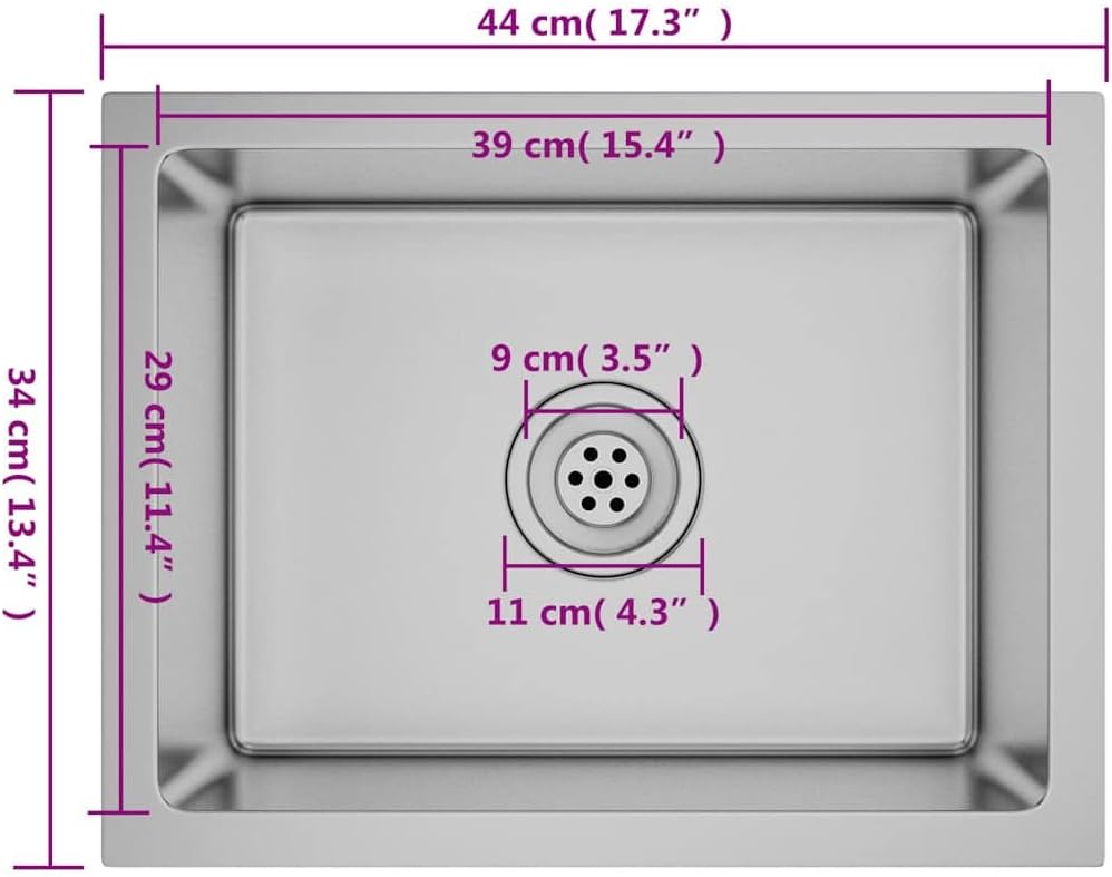 vidaXL Handgemachte Einbauspüle Wasserabfluss in X-Form Spülbecken Küchenspüle Edelstahlspüle Spüle