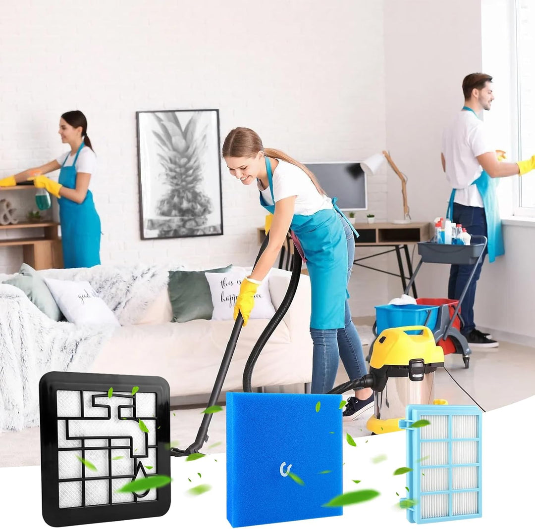 4 Stück Ersatzfilterset für Philips, Staubsauger Filter Kompatibel mit Philips PowerPro Compact, Act