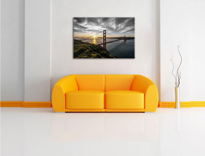 Pixxprint Golden Gate Bridge als Leinwandbild/Grösse: 100x70 cm/Wandbild/Kunstdruck/fertig bespannt,
