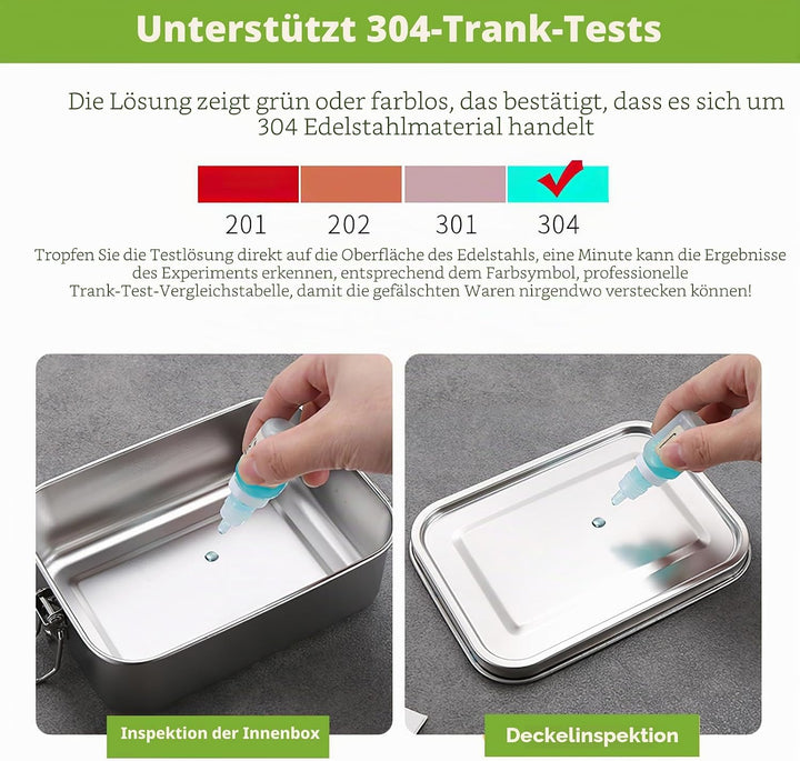 2 Stück Brotdose Edelstahl mit Fächern, 850ml Edelstahl Bento Box Lunchbox für Kinder &amp; Erwachsene,