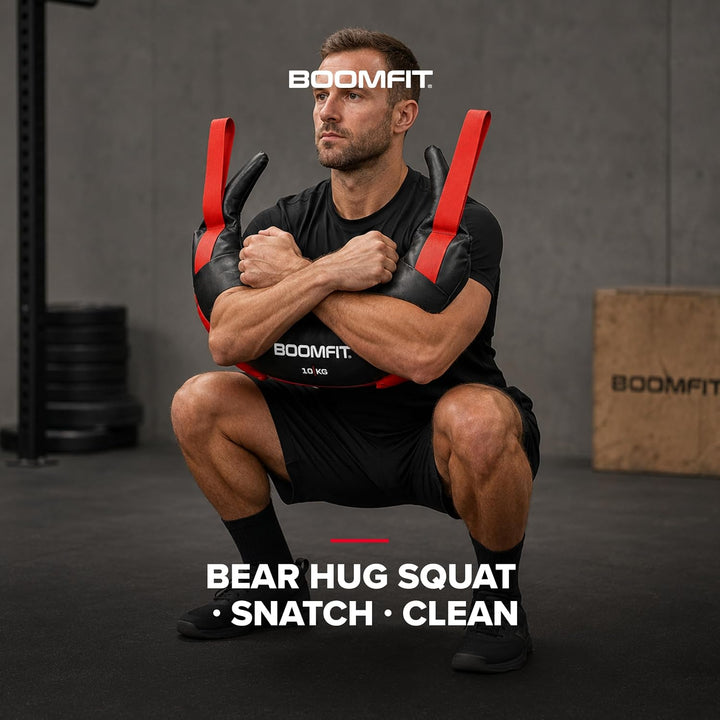 BOOMFIT Bulgarian Bag Sandsack Hufeisenform 4 Griffe Crossfit 5-20 kg | Für Spins, Halos, Around the