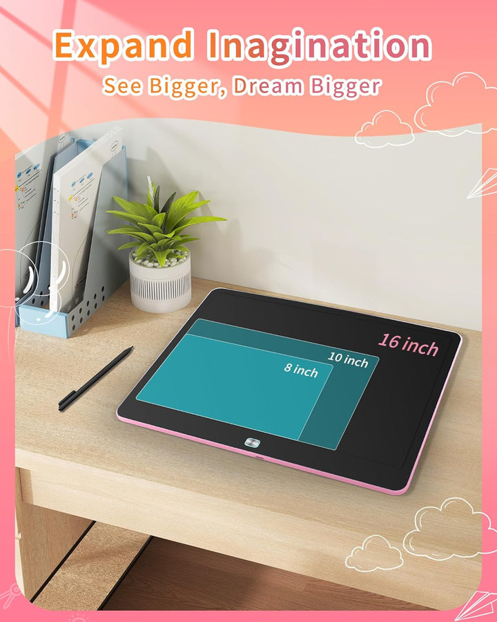 Wiederaufladbares 40,6 cm (16 Zoll) LCD-Schreibtablett, grosses buntes Zeichentablett für Kinder im
