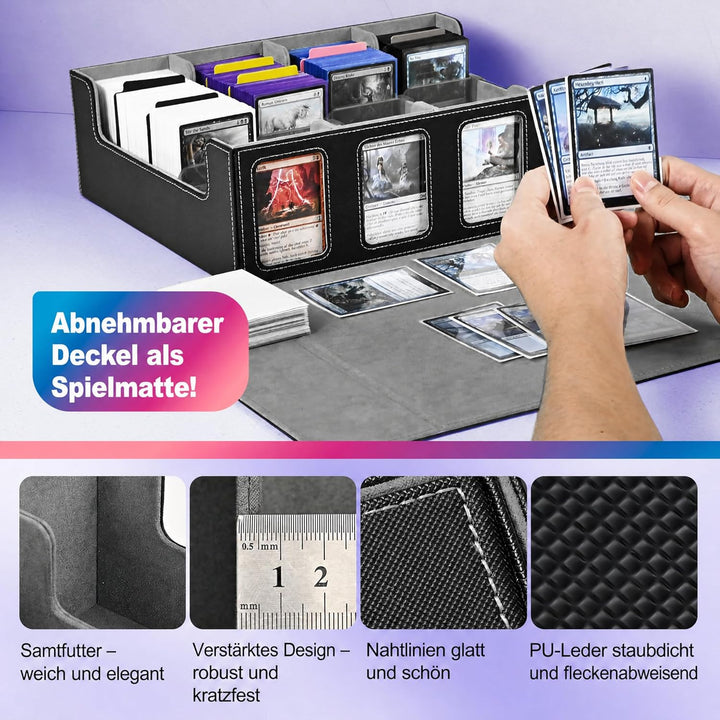 Trading Card Storage Box für Commander Display, 2400+ MTG Deck Box mit 4 Top Loader, TCG Card Case p