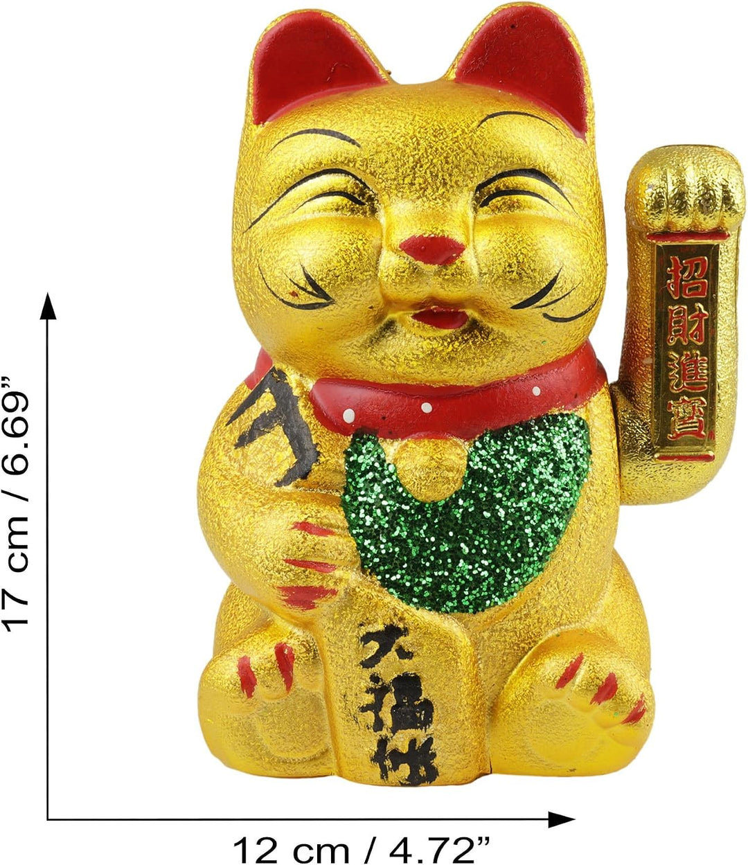 Freak Scene Glückskatze Maneki-Neko Augen zu Winkekatze aus Keramik 17cm Gold