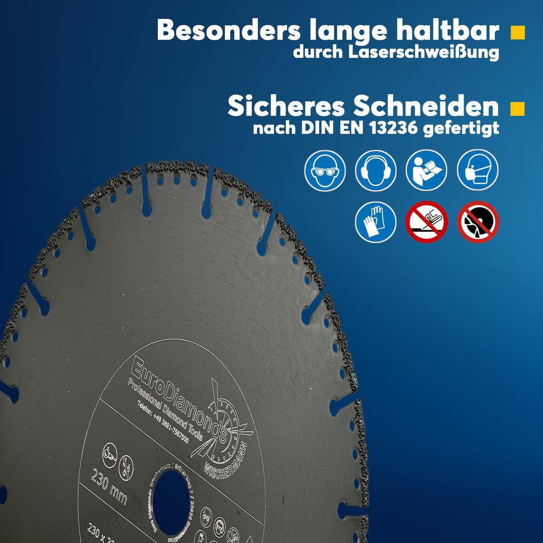EDW Profi Diamant-Trennscheibe Allesschneider Ø 230 mm, zum Schneiden von Kunststoff, Holz, Metall,