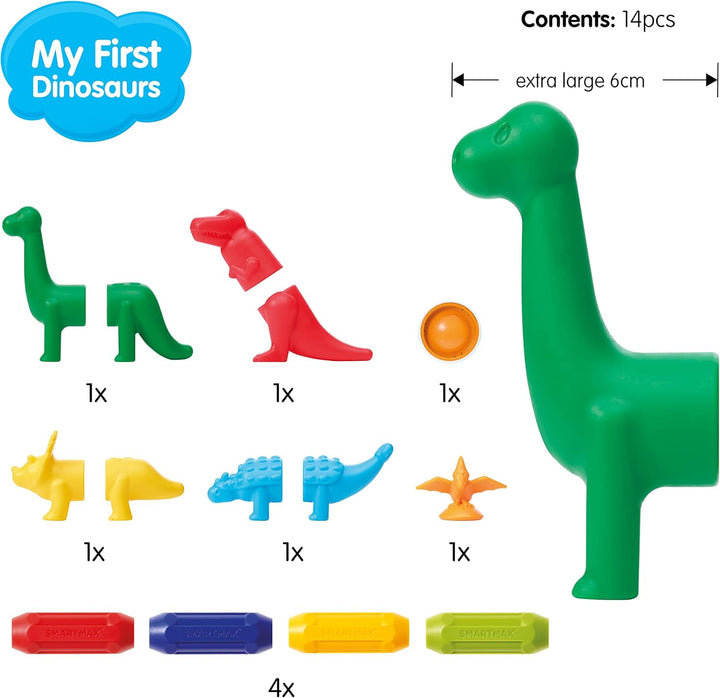 SMARTMAX - My First Dinosaurs, Magnetic Discovery Play Set, 14 Pieces, 1-5 Years Einzelbett, Einzelb