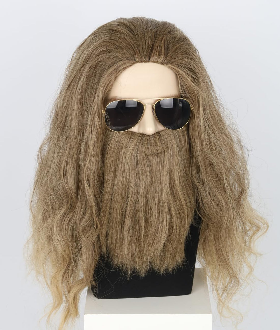 Topcosplay Cosplay Perücke mit Bart Herren Lang Gelockt Aschblond Perücke Halloween Kostüm Perücken