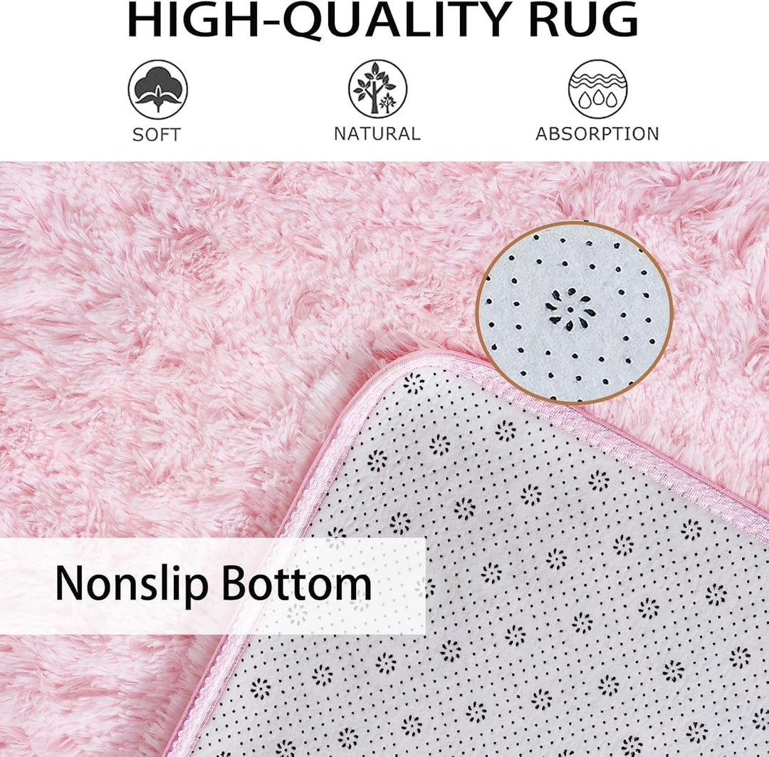 Teppich Rosa 60x120cm Klein Flauschig Teppiche Hochflor, Rosa 60x120cm