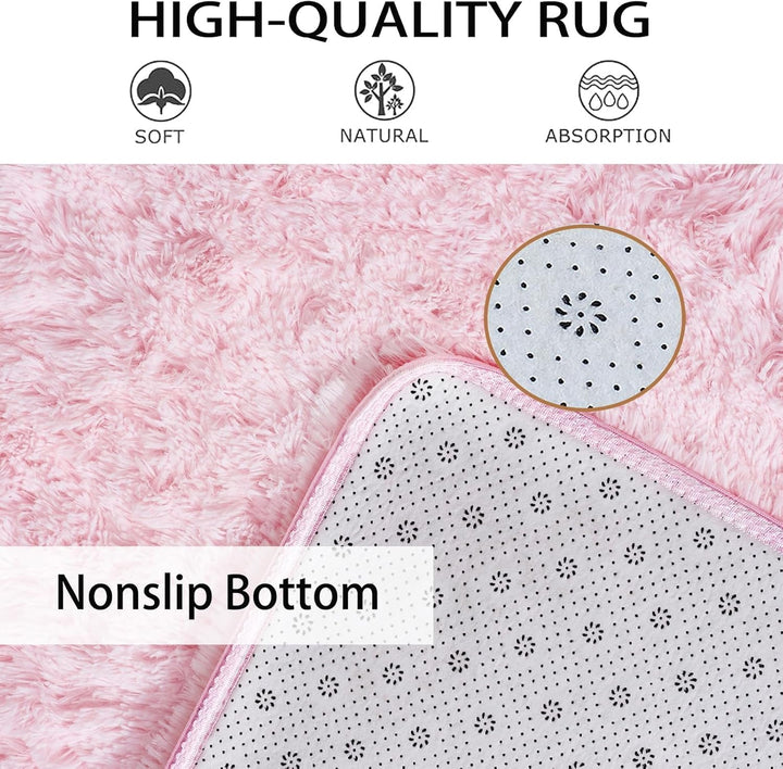 Teppich Rosa 60x120cm Klein Flauschig Teppiche Hochflor, Rosa 60x120cm
