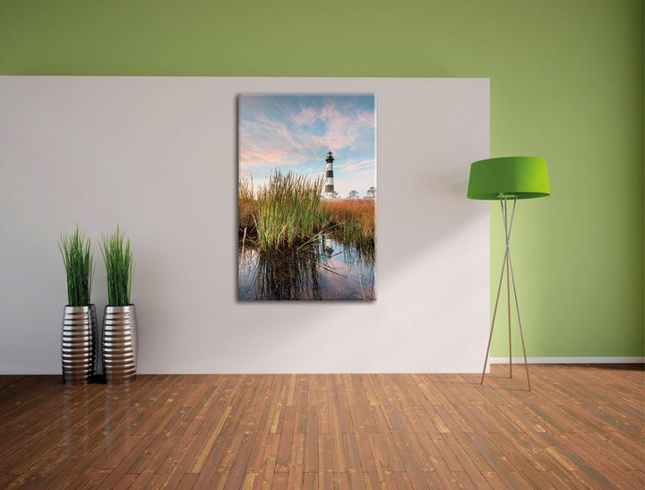 Pixxprint Leuchtturm, Format: 100x70 auf Leinwand, XXL riesige Bilder fertig gerahmt mit Keilrahmen,