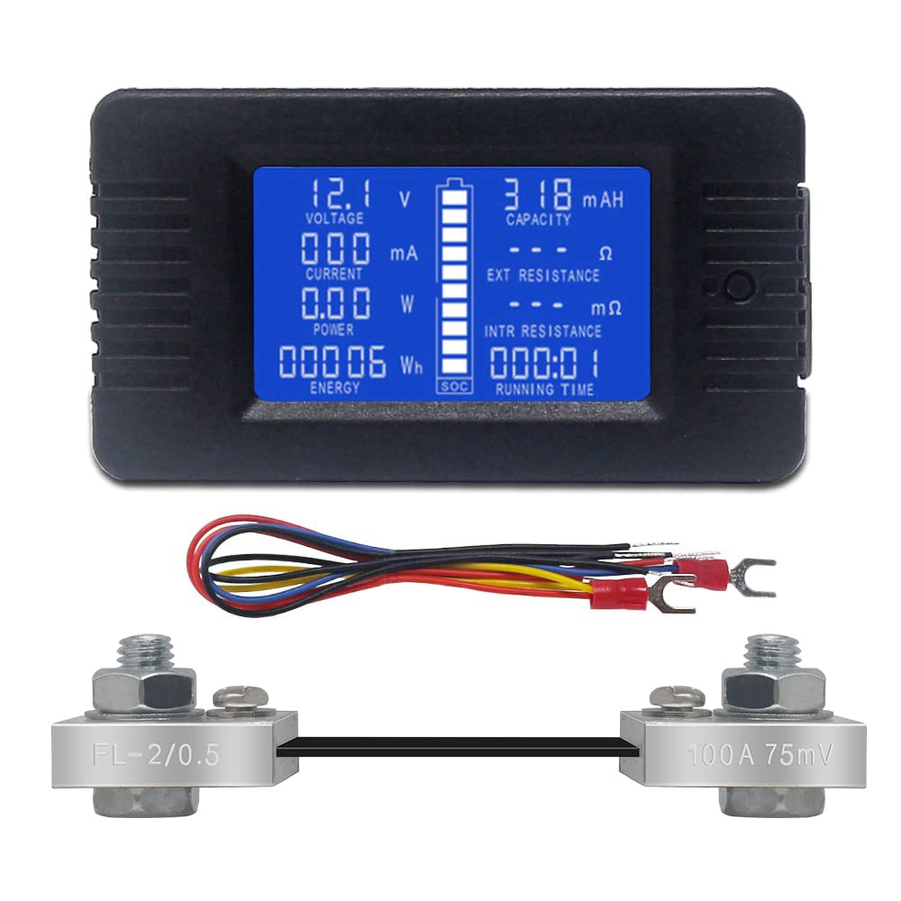 Batteriezähler DC Voltmeter Amperemeter Energie Monitor LCD Multimeter Digital Spannung Strom Cap Oh