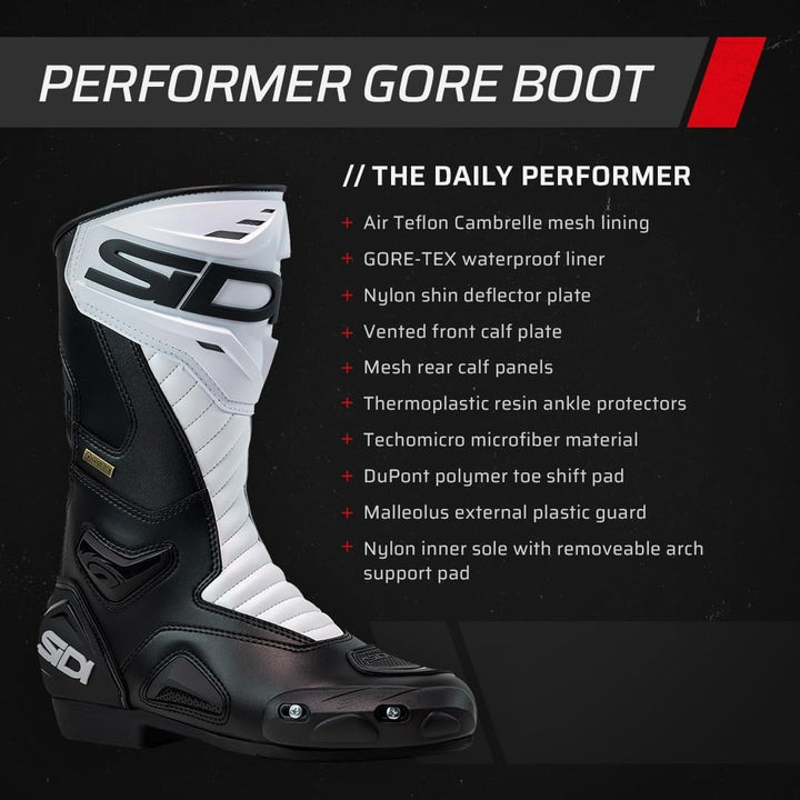 Sidi Vperformergo Herren Performer Gore 45 1/3 EU Weiss Schwarz, 45 1/3 EU Weiß Schwarz