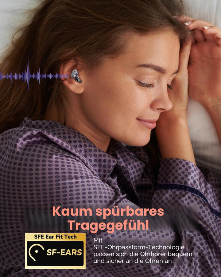 MONODEAL Schlafkopfhörer Bluetooth 5.4 Sleep Earbuds, Weiche Kopfhörer Schlafen Sleepbuds, Unsichtba
