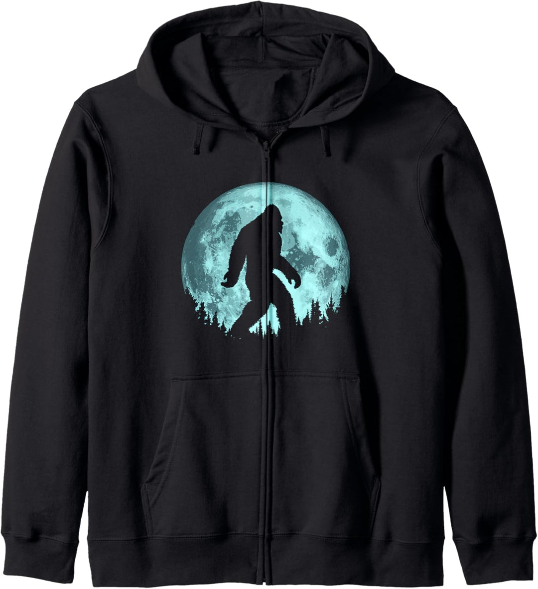Bigfoot Night Minimalist Full Moon & Trees Sasquatch Kapuzenjacke