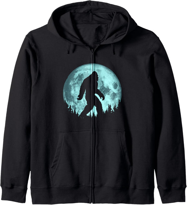 Bigfoot Night Minimalist Full Moon & Trees Sasquatch Kapuzenjacke