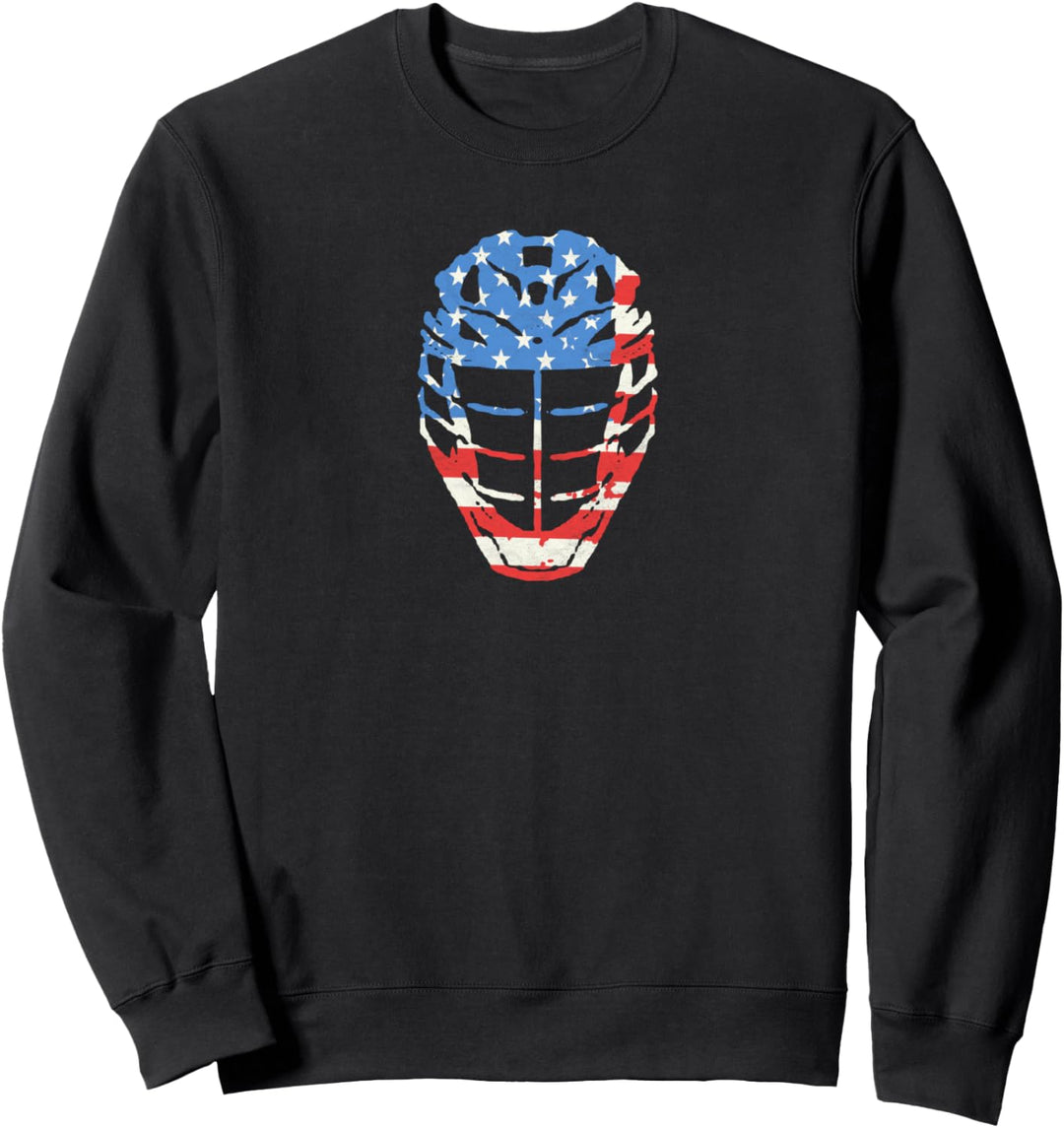 Lacrosse Helmet Retro USA American Flag Vintage 80's Sweatshirt