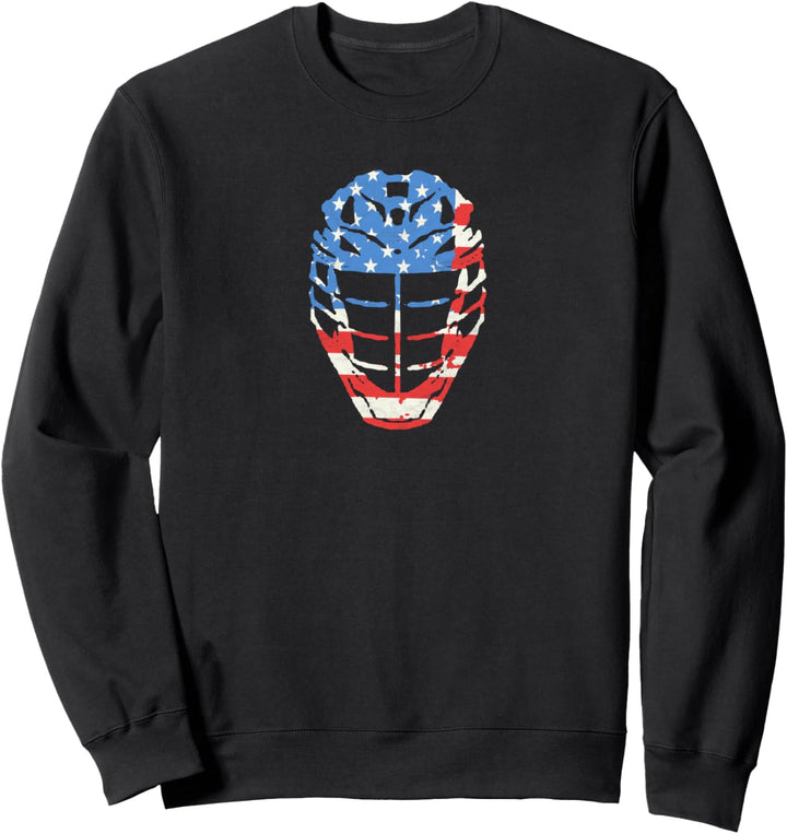 Lacrosse Helmet Retro USA American Flag Vintage 80's Sweatshirt