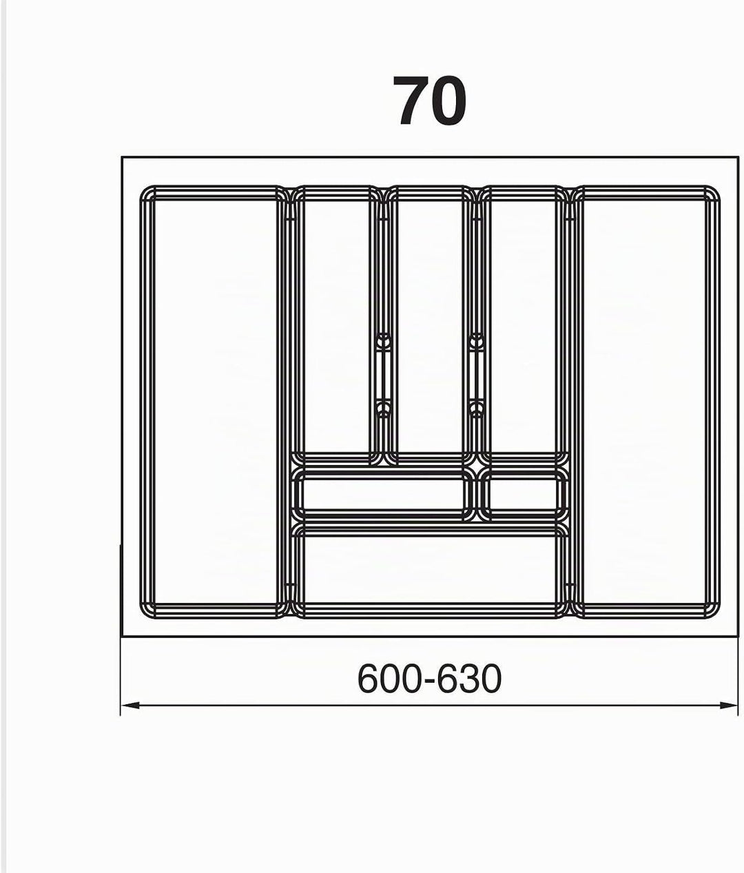 Alusfera Besteckkasten für Schubladen 70cm - Besteckeinsatz - Praktisch Schubladen Ordnungssystem -