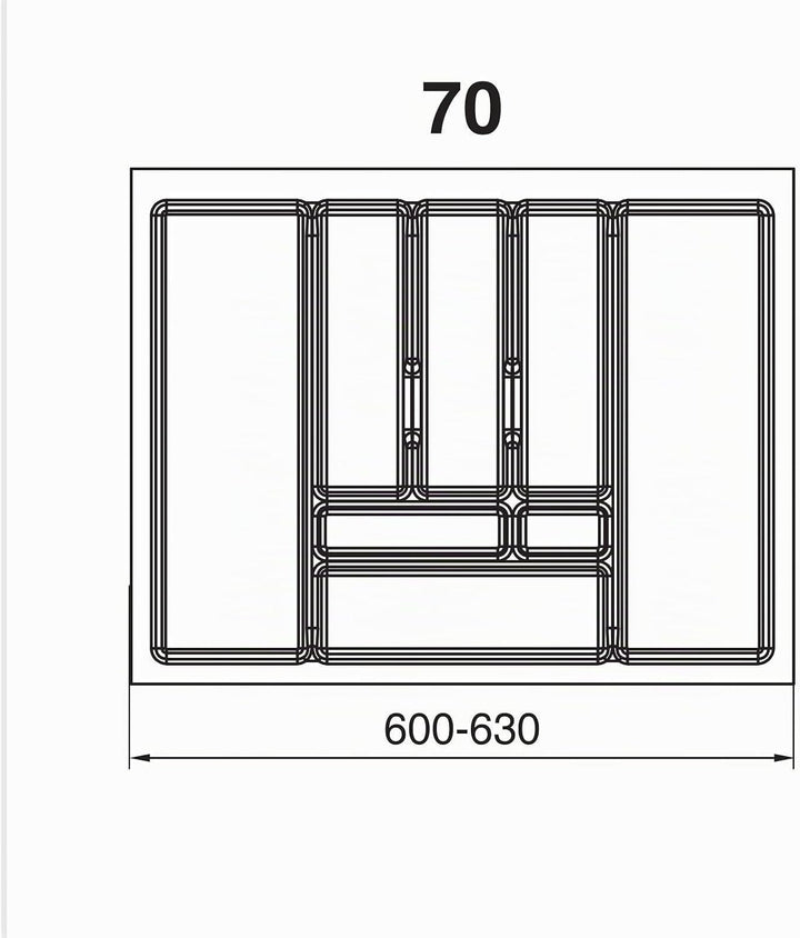 Alusfera Besteckkasten für Schubladen 70cm - Besteckeinsatz - Praktisch Schubladen Ordnungssystem -