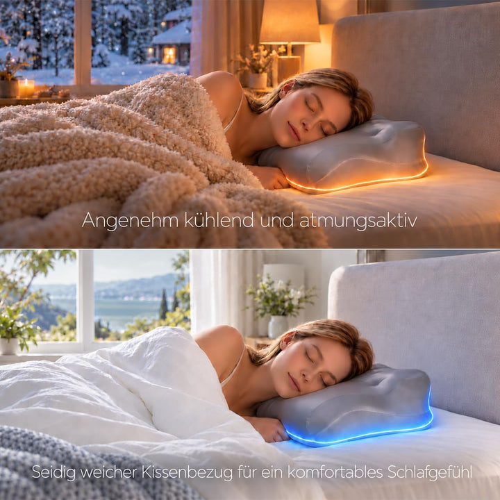Ergonomisches Schmetterlingskissen aus Memory Foam mit Kühlbezug