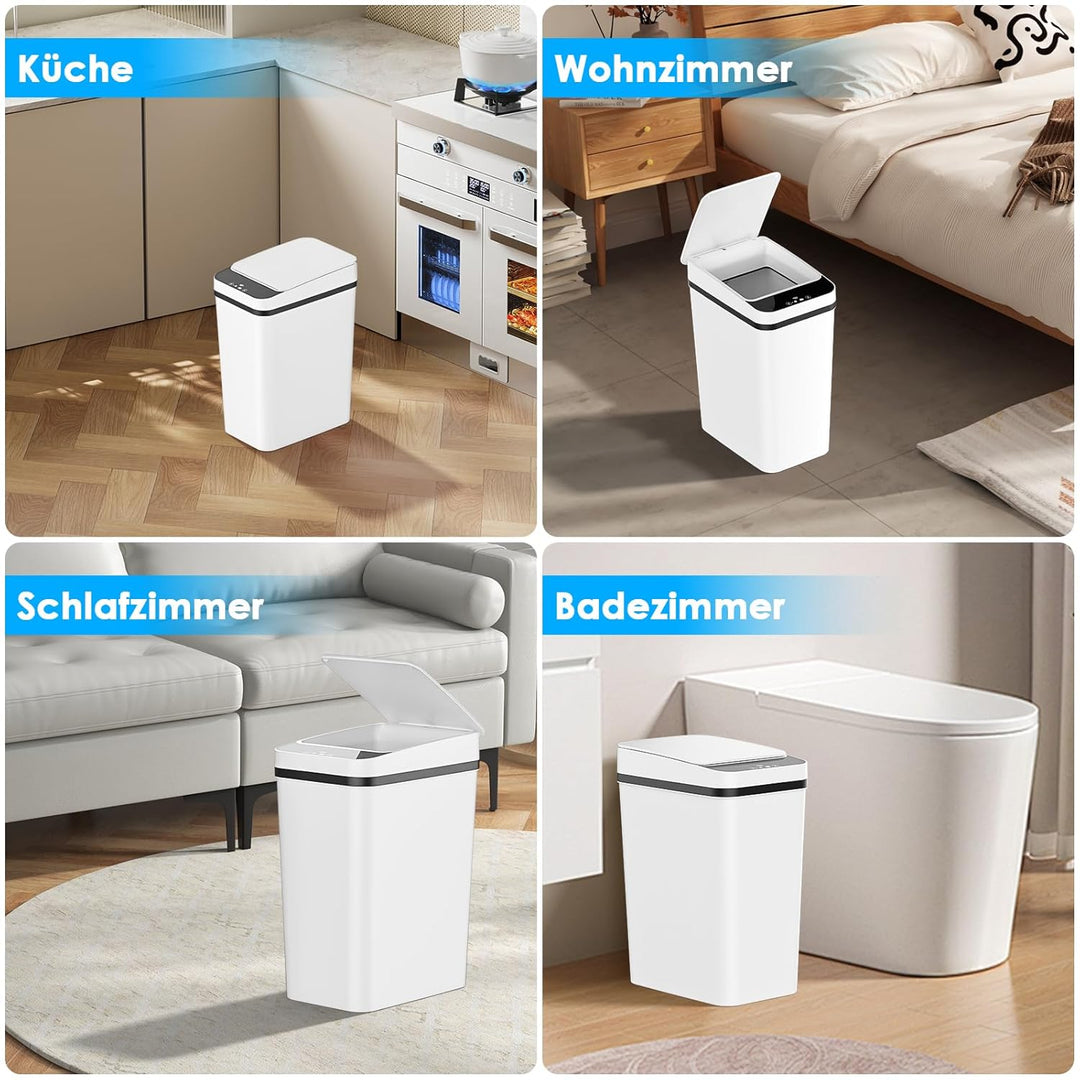 Dreamhigh® 2er Set Mülleimer Mit Sensor, 15L & 12L Elektrischer Mülleimer Mit Automatischem Deckel,