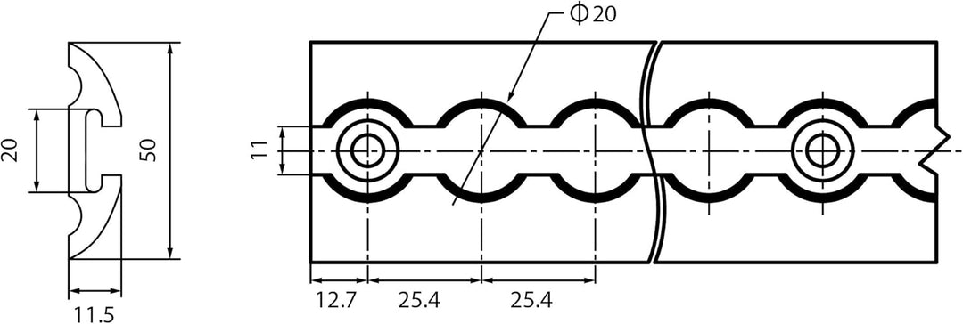 LABT Aluminium Airlineschienen Set halbrunde Form 4 Meter = 2X 1,5m + 2X 0,5m - Halbrunde Airlinesch
