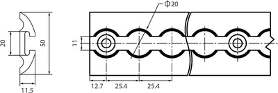 LABT Aluminium Airlineschienen Set halbrunde Form 4 Meter = 2X 1,5m + 2X 0,5m - Halbrunde Airlinesch